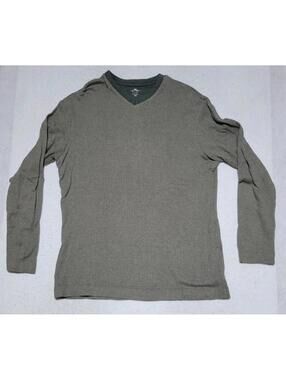 Dockers V Neck Sweater Mens XXL Herringbone Pattern Green Tan